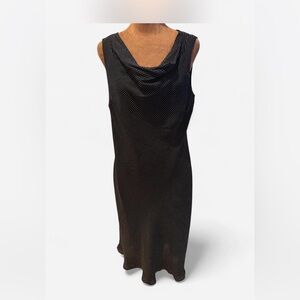 Charter Club Black and White Polka Dot Cowl Neck y2k Midi Dress